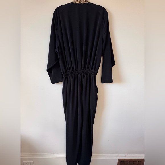 Vintage 80s Black Leopard Jumpsuit Size L - Picture 2 of 3